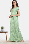 Zivame Floral Vines Woven Full Length Nightdress - Arcadian Green — thumbnail 3
